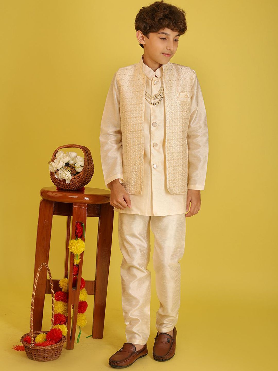 BAESD Boys Brocade Sherwani, Jacket With Trouser Set-image-41
