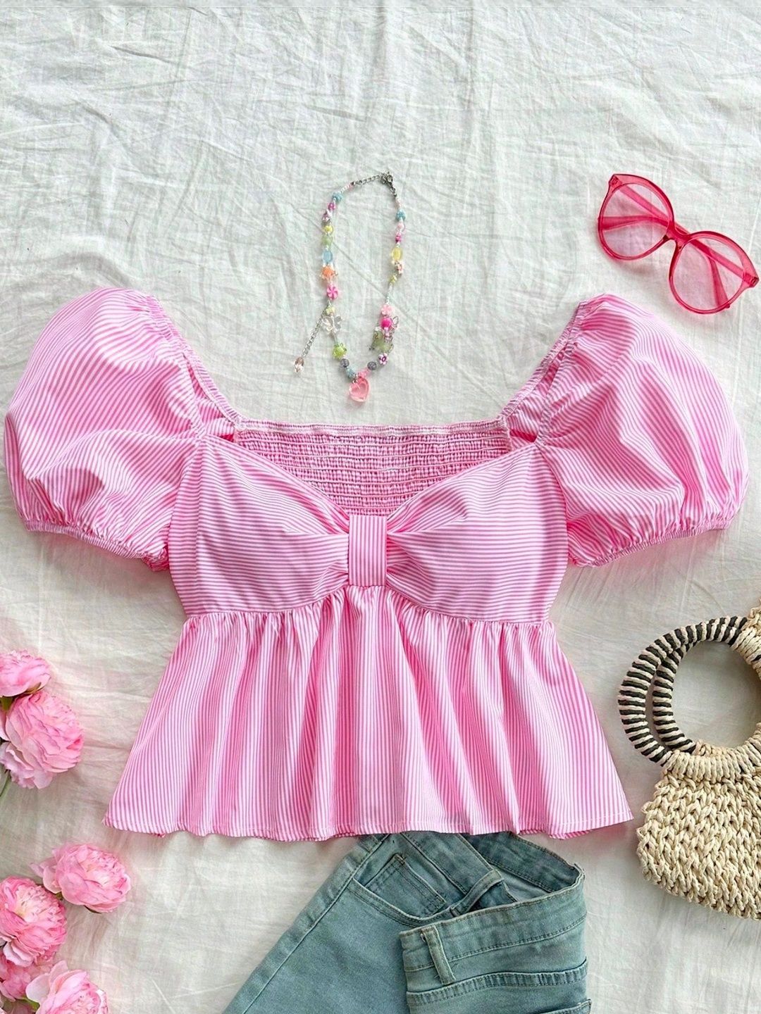 Burgstudio9 Women Pink Cotton Crop Regular Tops-picture-23