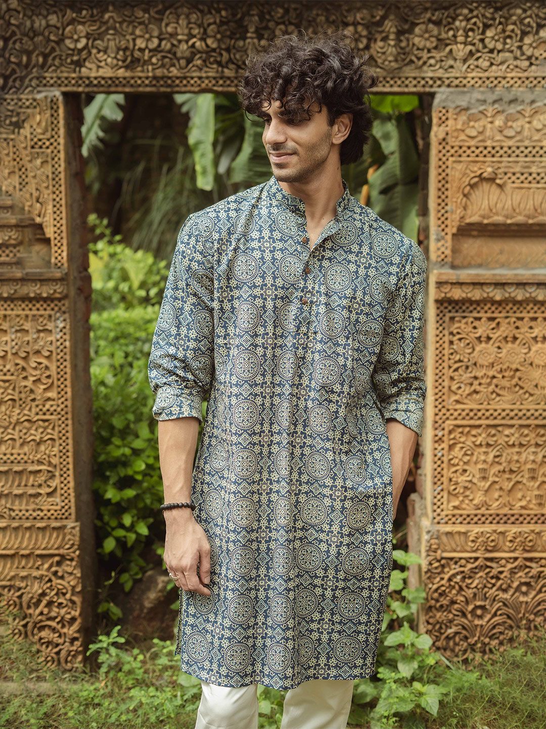 Shasak Men Geometric Block Printed Kurta-picture-22