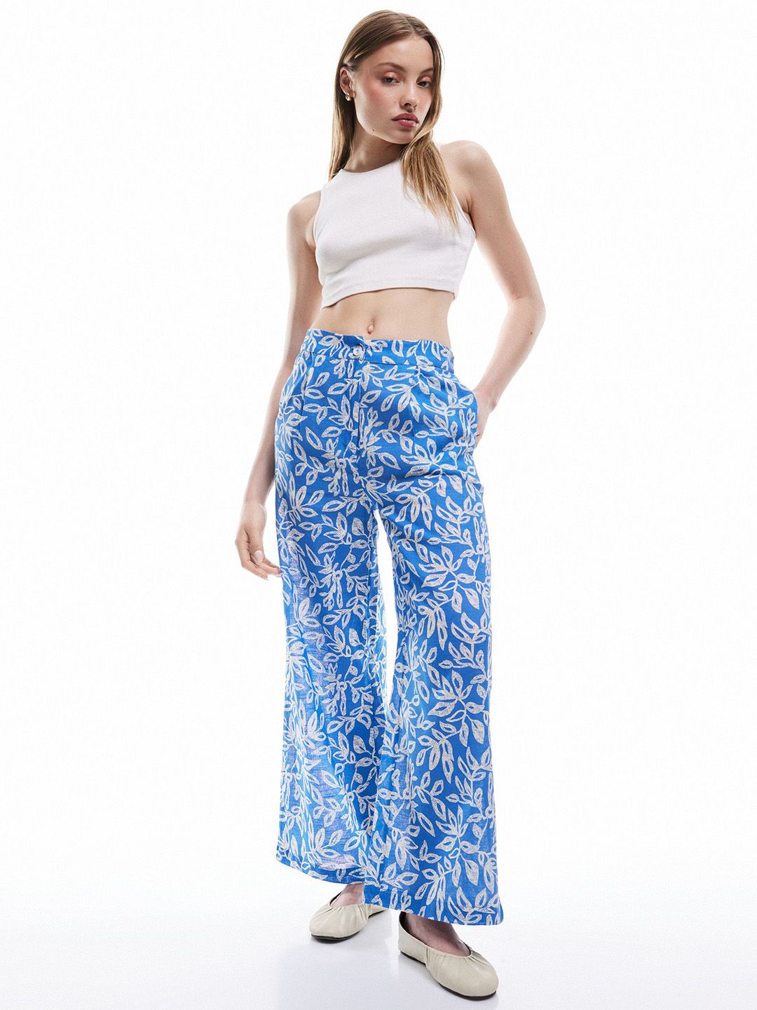 Koton Women Floral Printed Straight Fit Trousers-picture-12