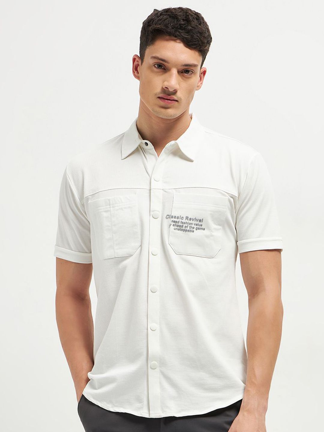 OTTO Typography Printed Spread Collar Shirt-picture-29