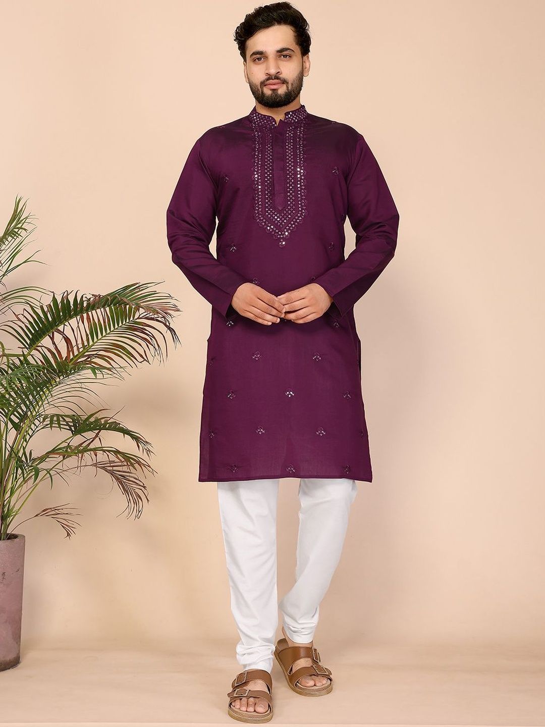 Moda Rapido Men Embroidered Sequinned Kurta-image-44