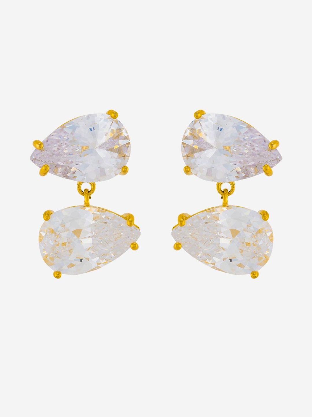 Kushal's Fashion Jewellery Gold-Plated Zircon Studded Classic Drop Earrings-picture-38