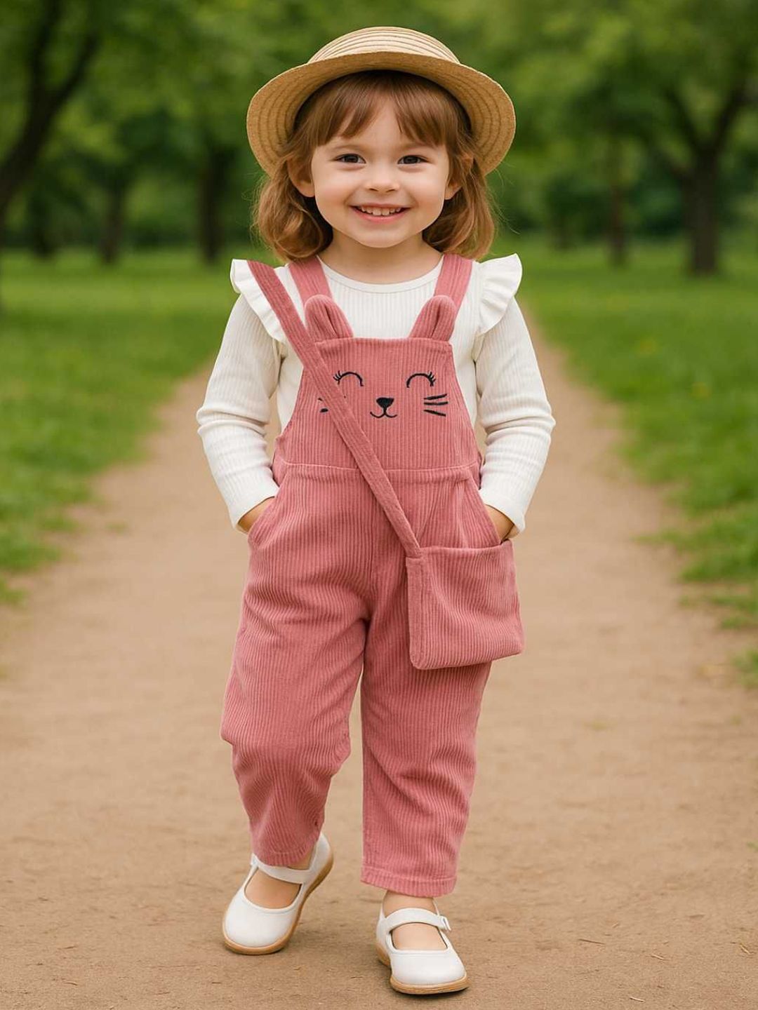 Ninas Girls Printed Dungaree Pant With Top-picture-20