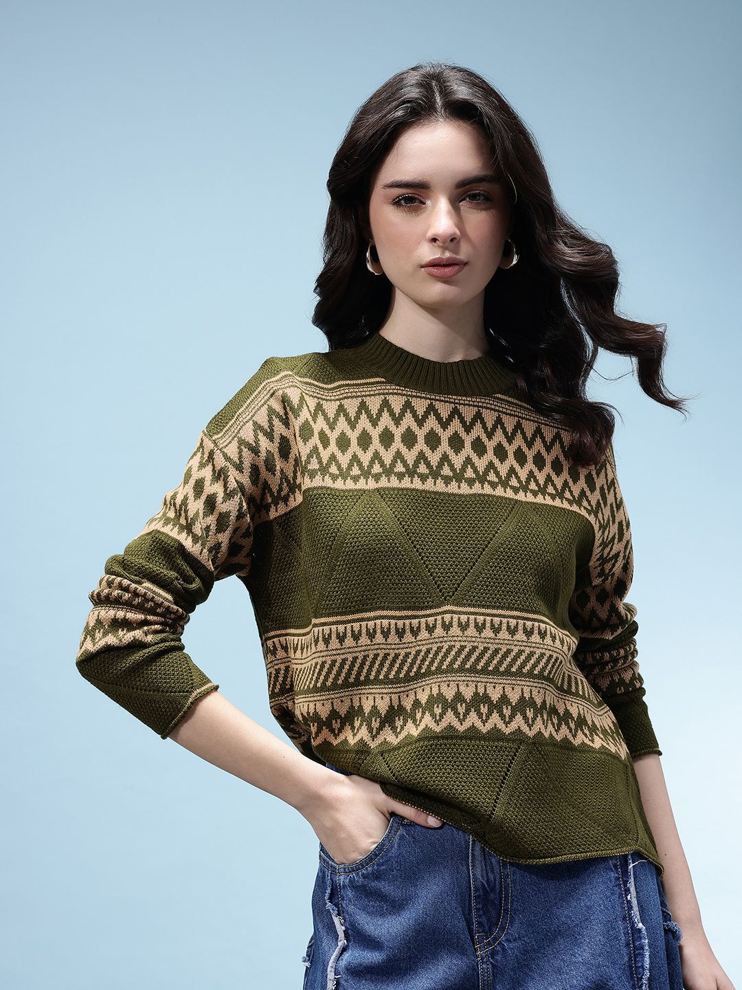 glitchez Chevron Drop Shoulder Pullover-picture-41