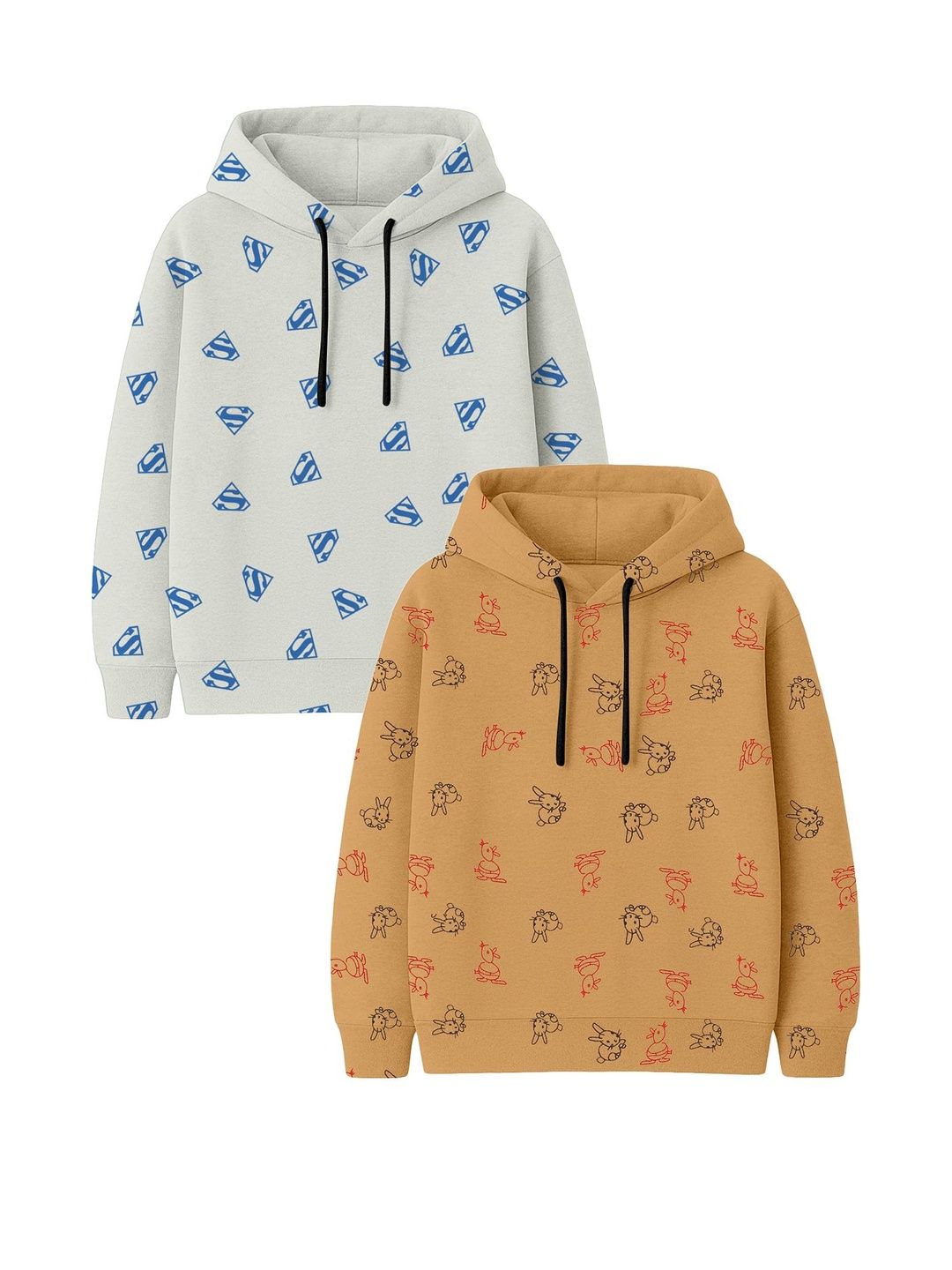 Fasha Unisex Kids Pack Of 2 Printed Hooded Sweatshirt-picture-38