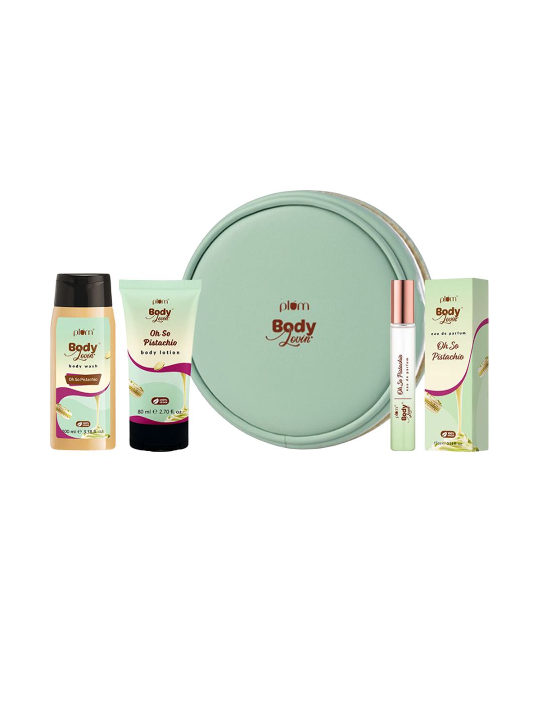 Plum Set Of 3 Body Lovin Oh So Pistachio Body Wash -100 ml, Body Lotion- 80 ml & EDP-15 ml-image-27