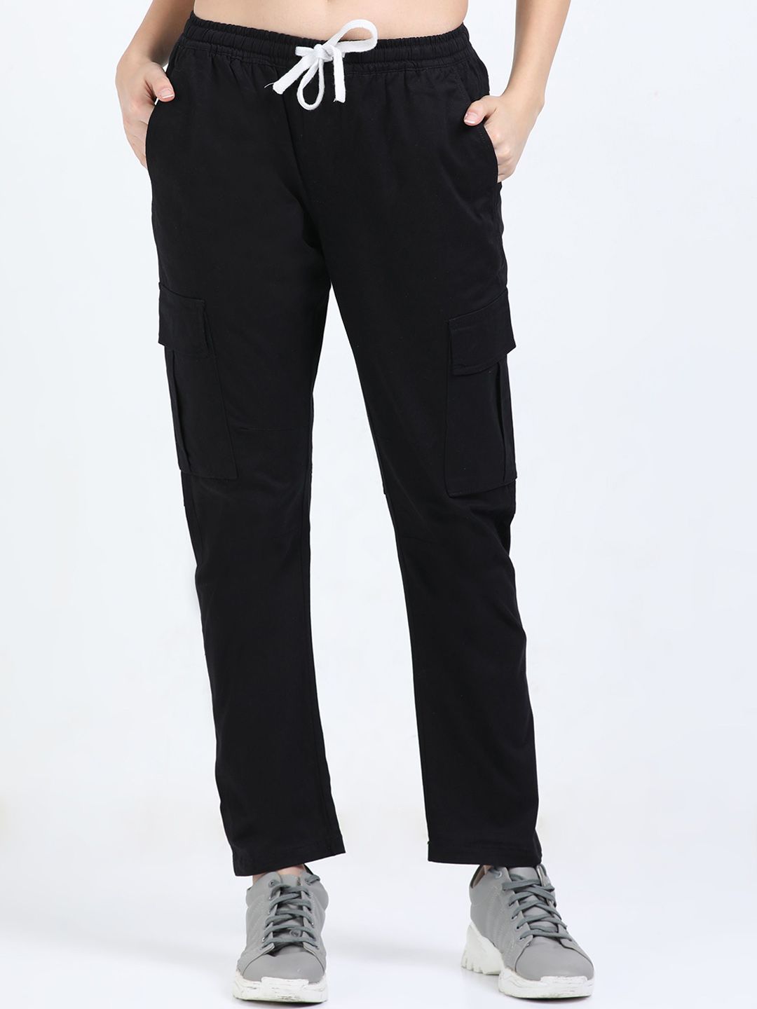 SWISS HORN Women Regular Fit Stretchable Mid Rise Cotton Cargo Trouser-picture-12