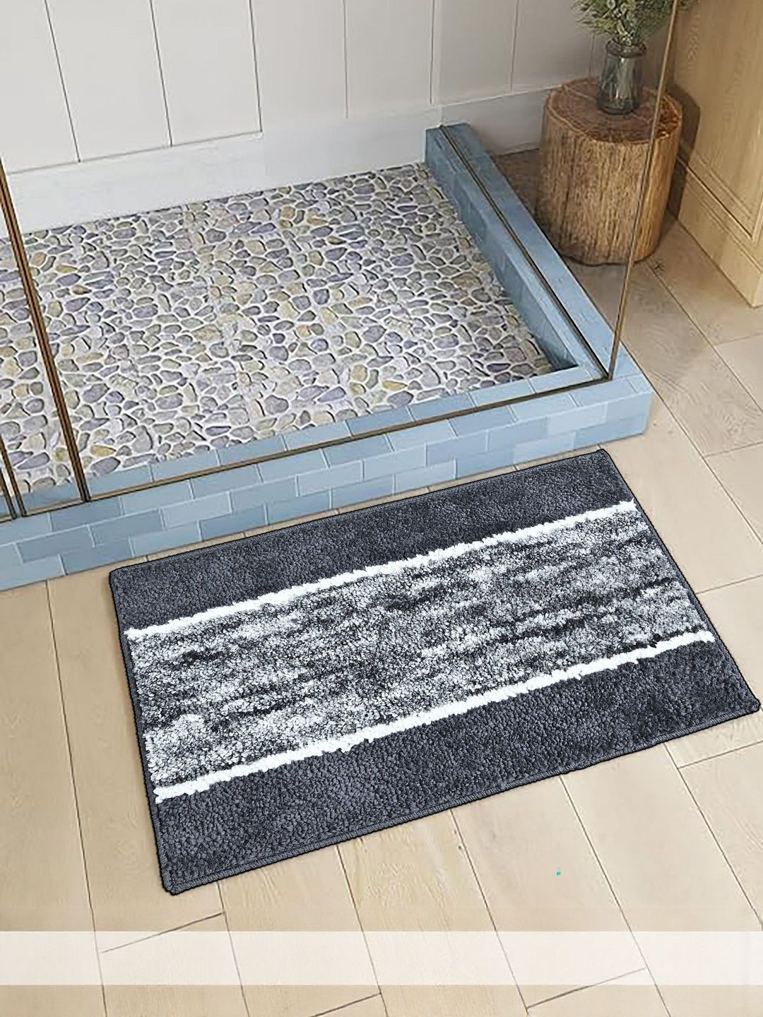 Homzz Grey & White Microfiber Non Slip Doormat-image-17