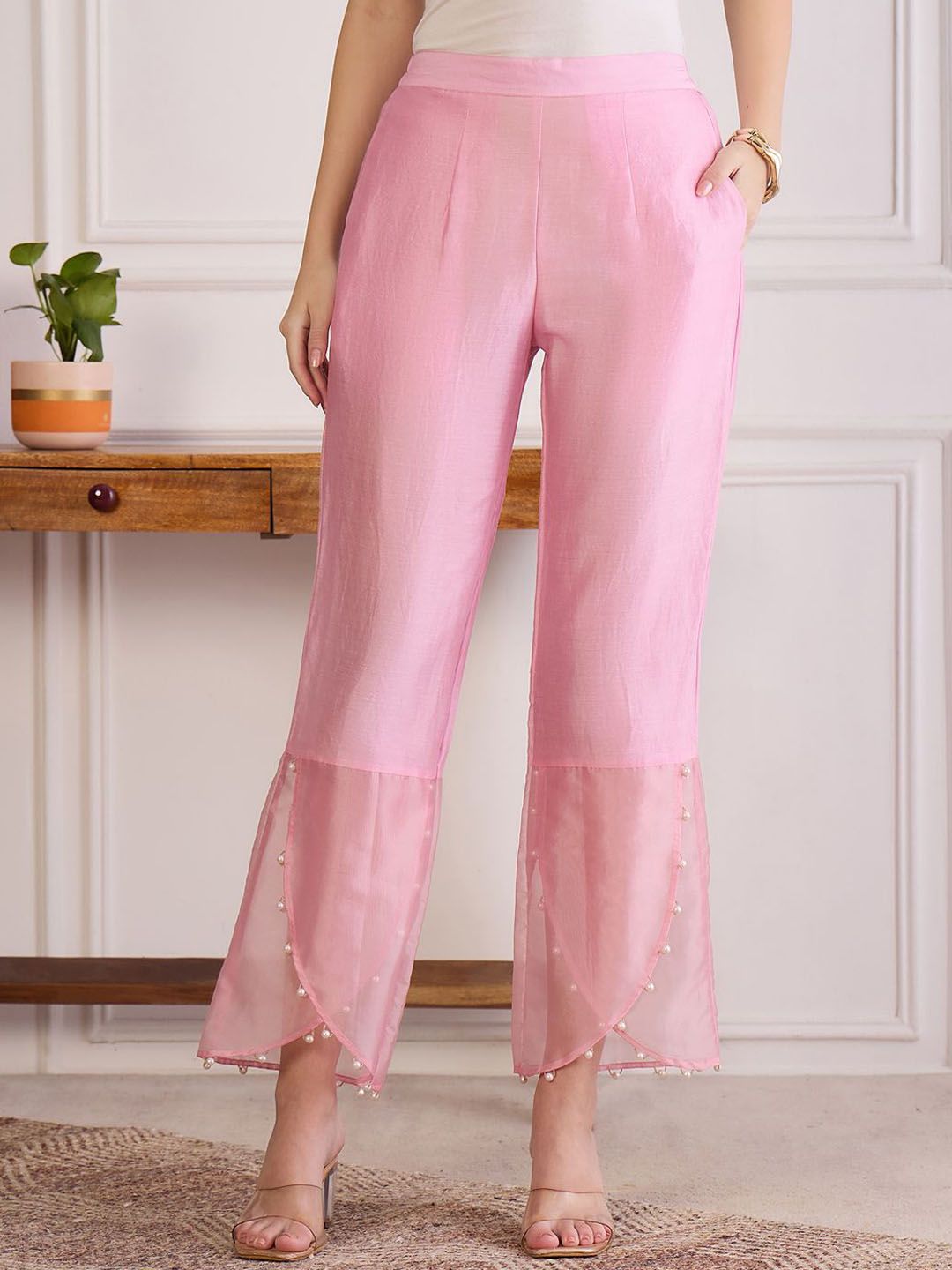 First Resort by Ramola Bachchan Women Embroidered Regular Trousers-picture-25