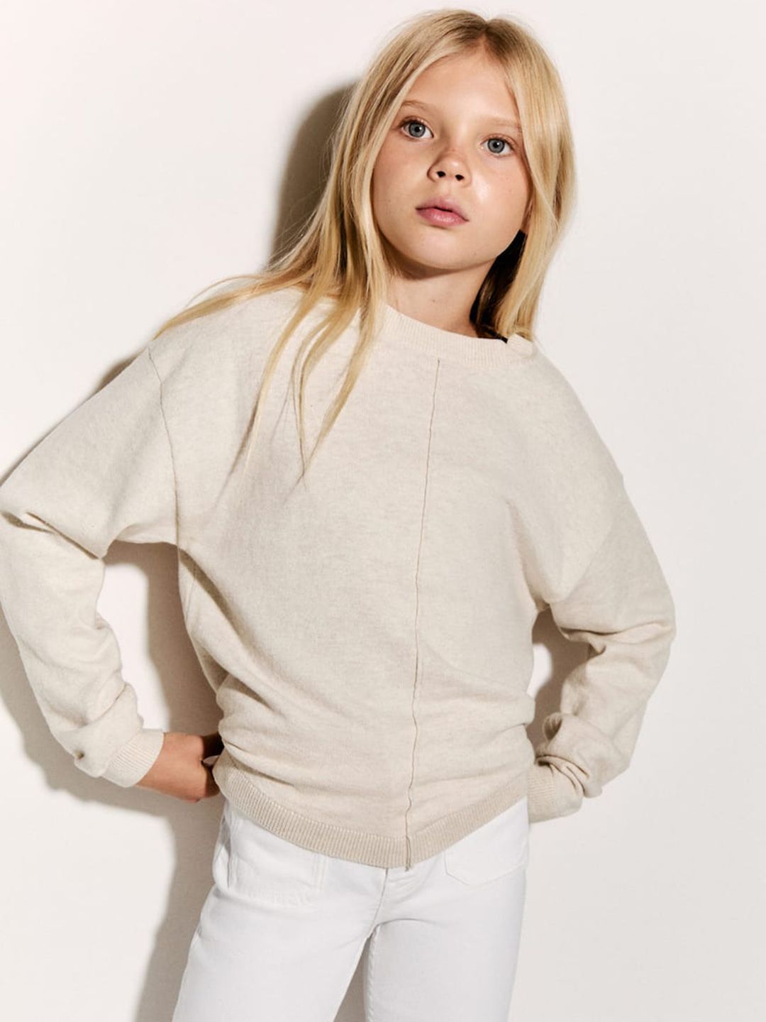 Mango Kids Girls Front Seam Pure Cotton Pullover