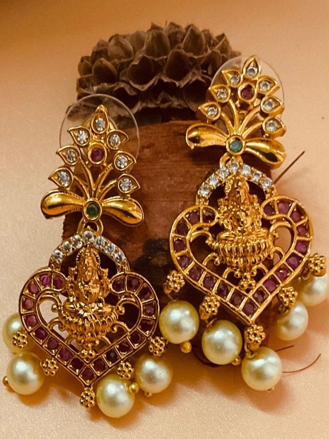 Ajrang Lakshmi Kasula Haram Gold-Plated Artificial Stones Studded & Beaded Jewellery Set-picture-22