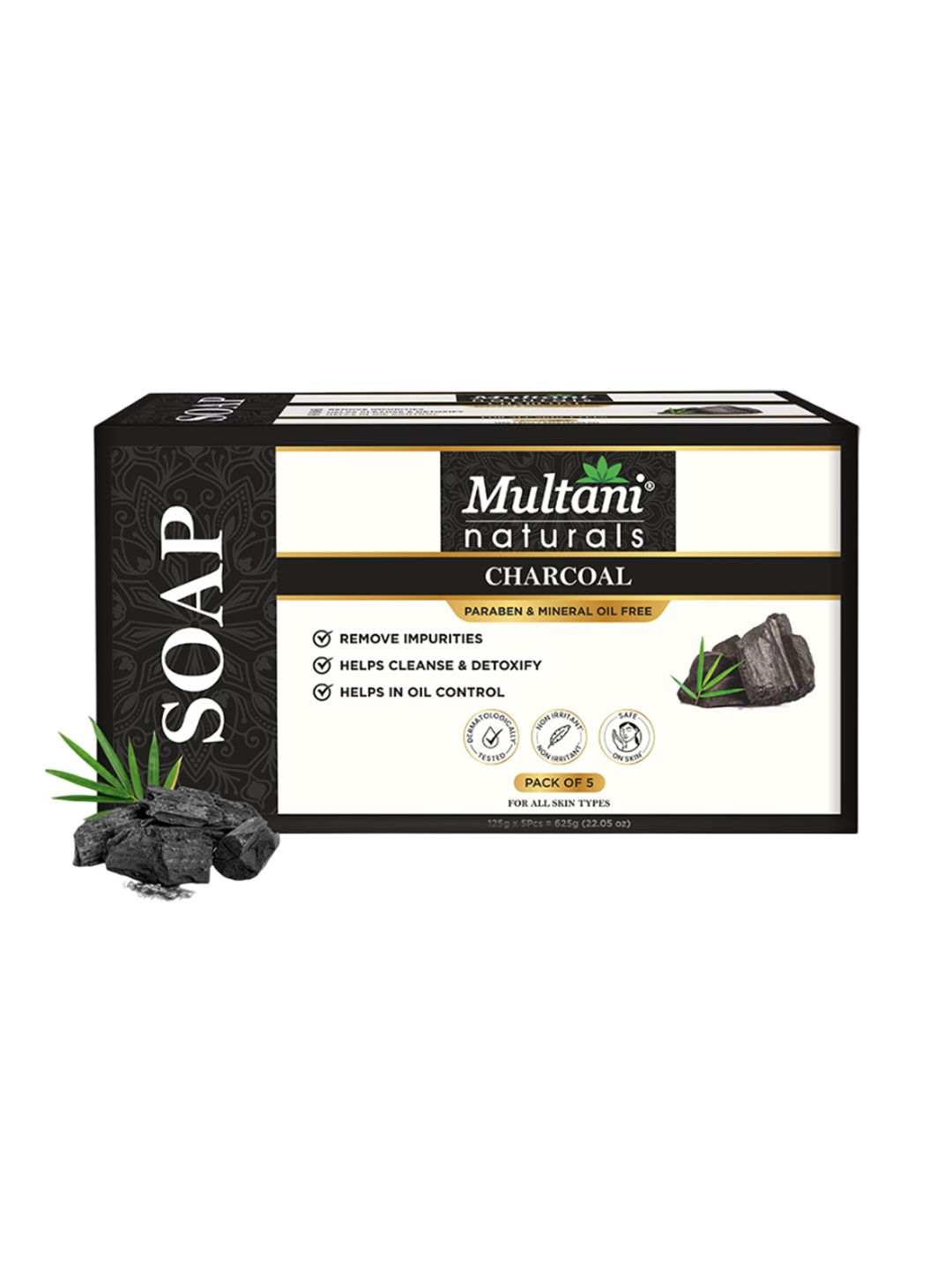 Multani Set Of 5 Naturals Charcoal Soap - 125 g Each-picture-57