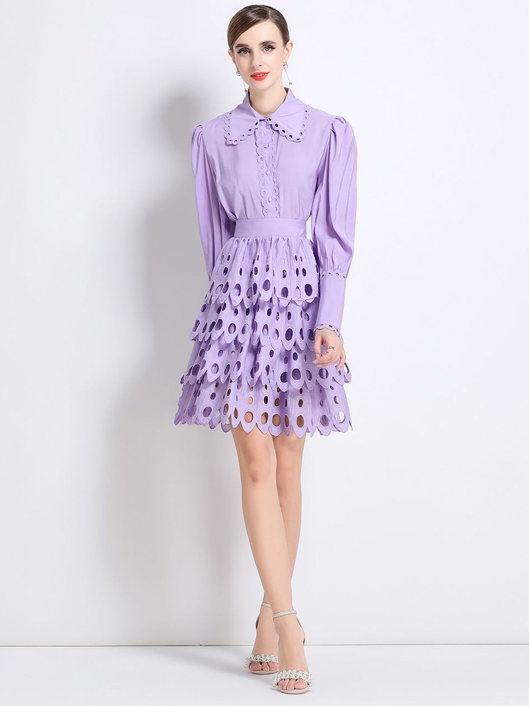JC Collection Self Designed Shirt Collar Shirt With Skirt-picture-27