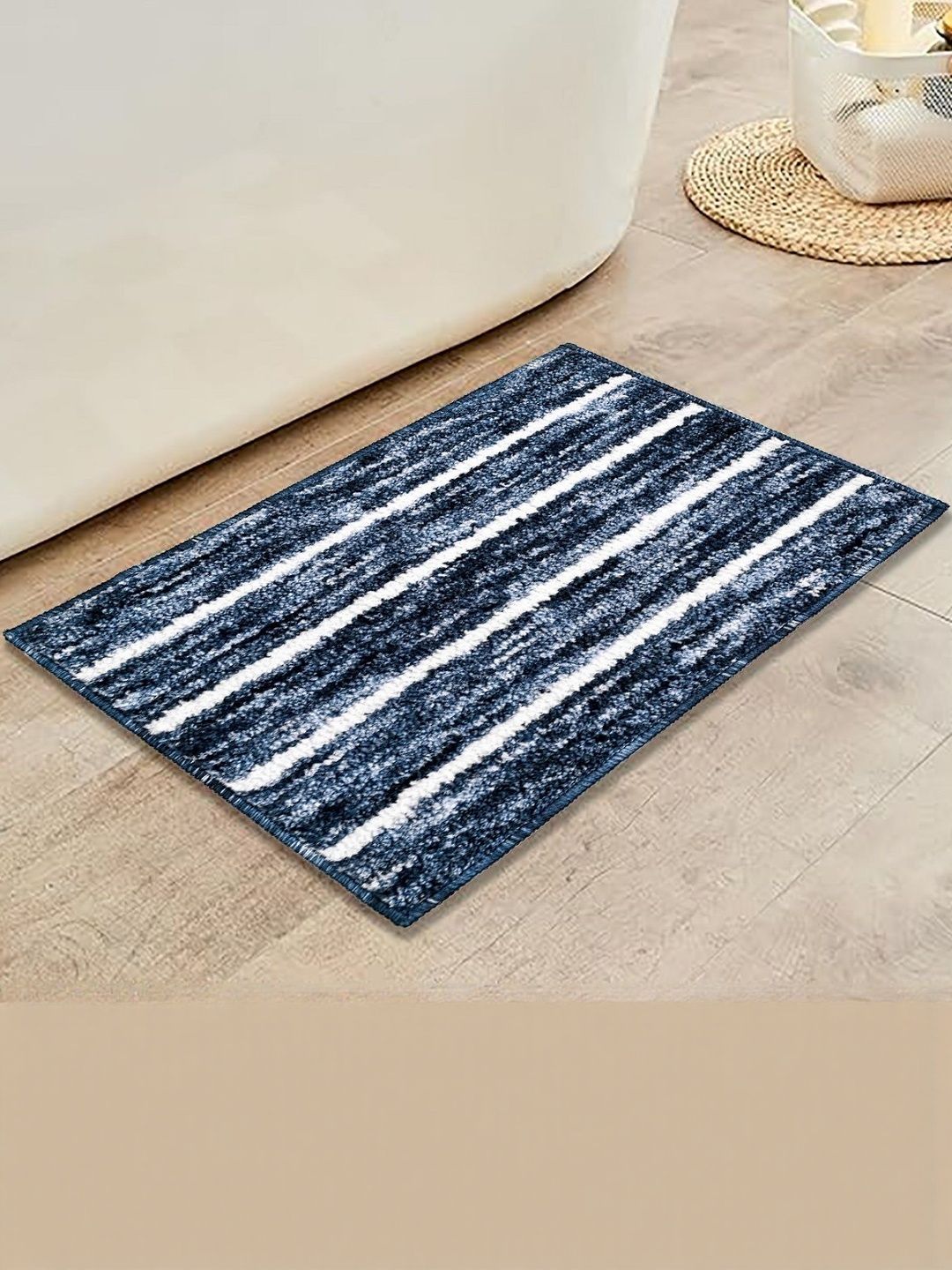 Homzz Blue & White Non Slip Soft Microfiber Bath Mat-image-21