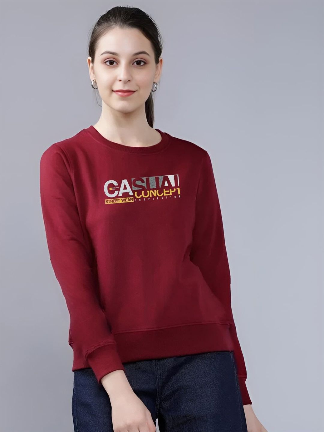 REYA Women Typography Printed Full Sleeve Sweatshirt-image-37