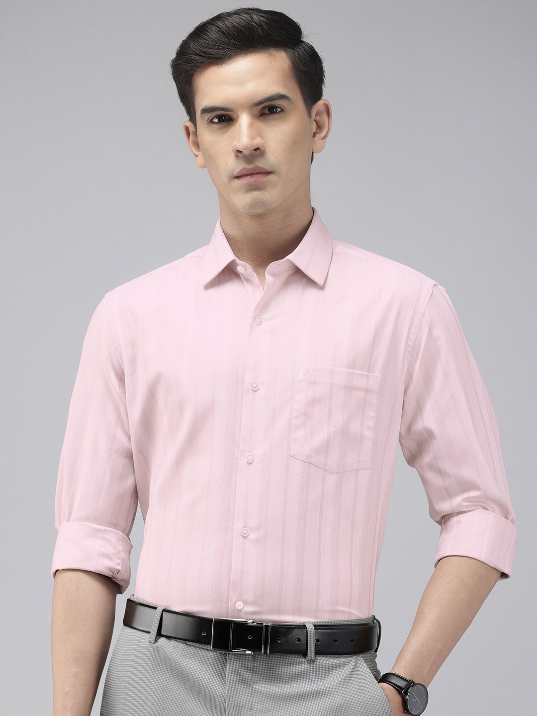 Arrow Pure Cotton Striped Manhattan Slim Fit Formal Shirt-picture-11