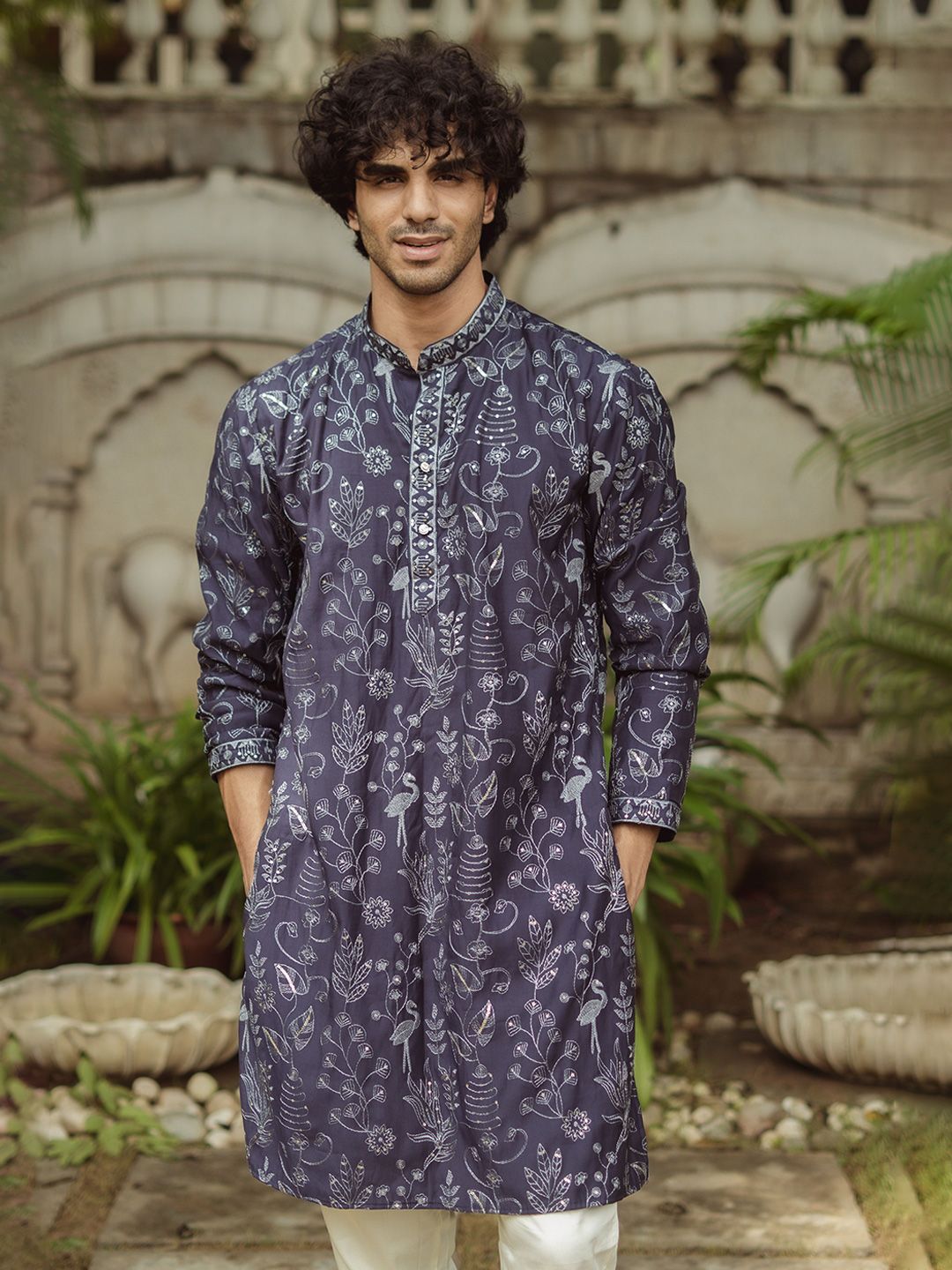 Shasak Men Floral Printed Festive Cotton Straight Kurta-picture-14