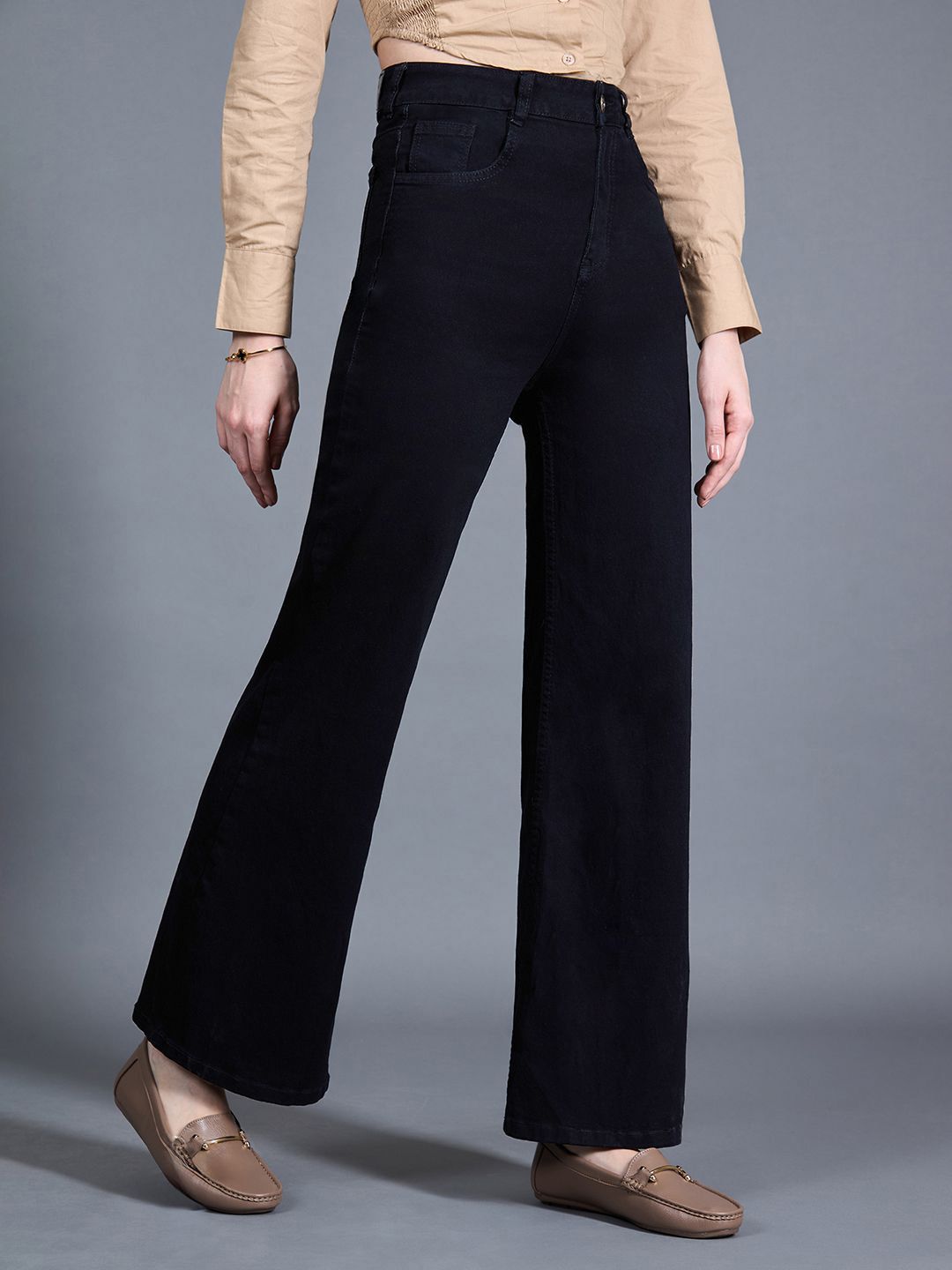 Miss Chase Great Egret Women Wide Leg High-Rise Stretchable Jeans-image-4