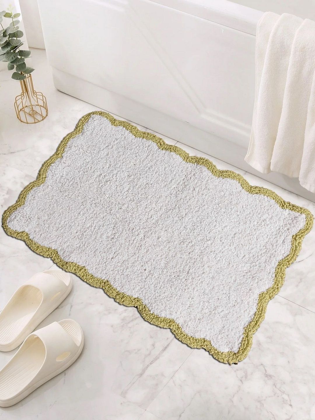 Homzz White Premium Quality Fancy Tufted Bath Mat-image-42