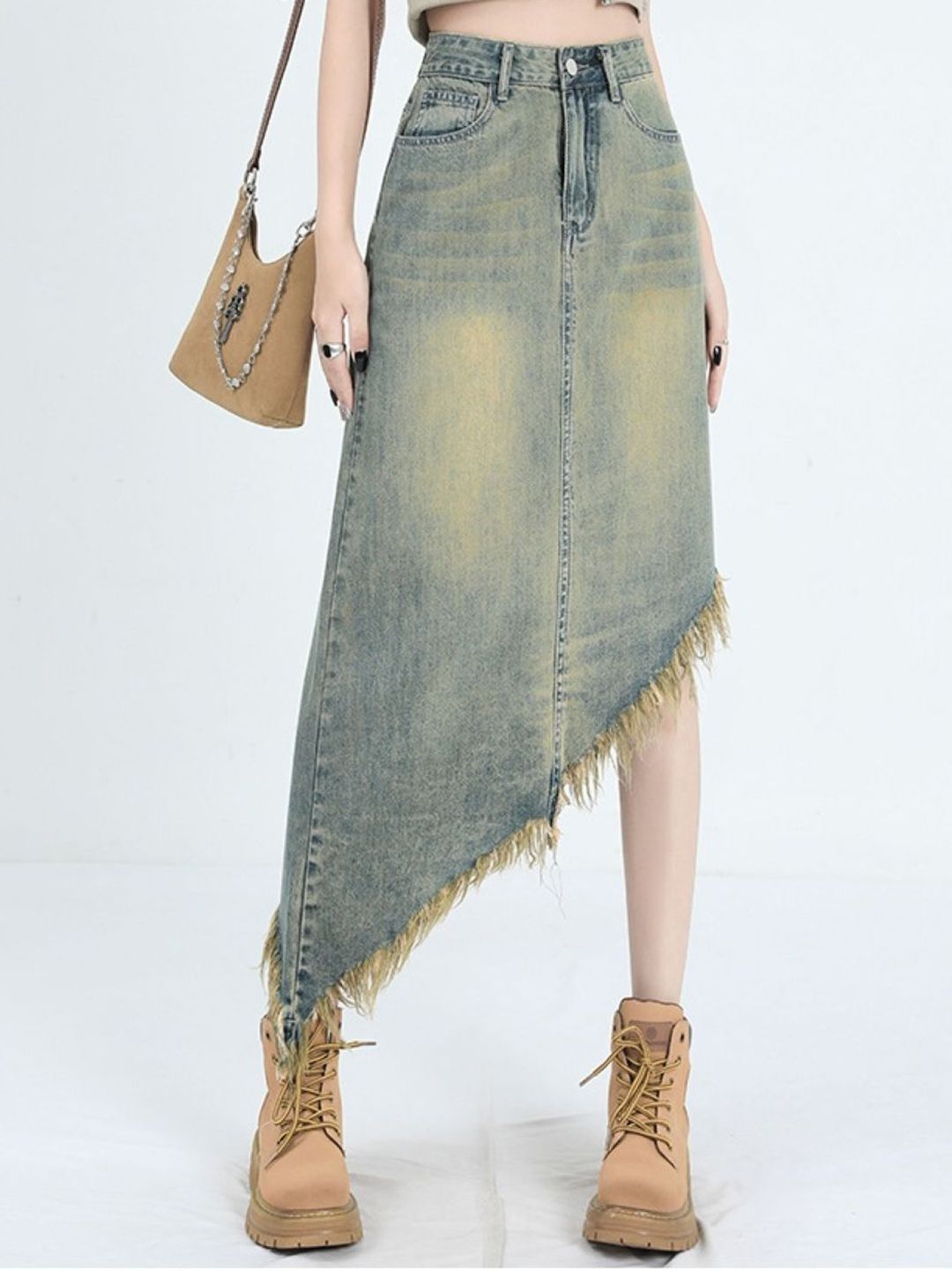 StyleCast Women Solid Midi Casual Asymmetric Skirt-picture-21