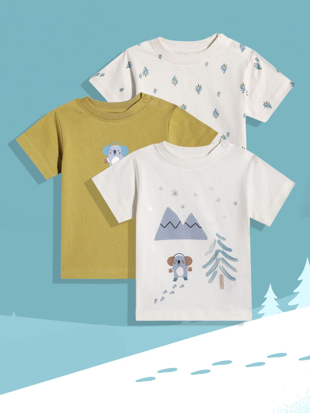 mothercare Infants Pack Of 3 Printed Pure Cotton T-Shirt