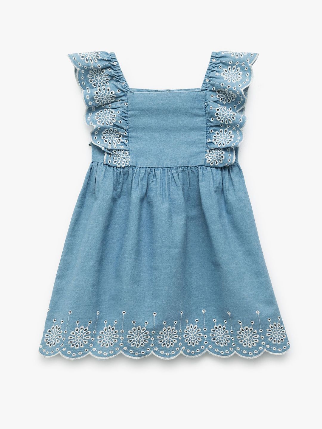 Koton Girls Square Neck Cotton A-Line Dress-picture-25