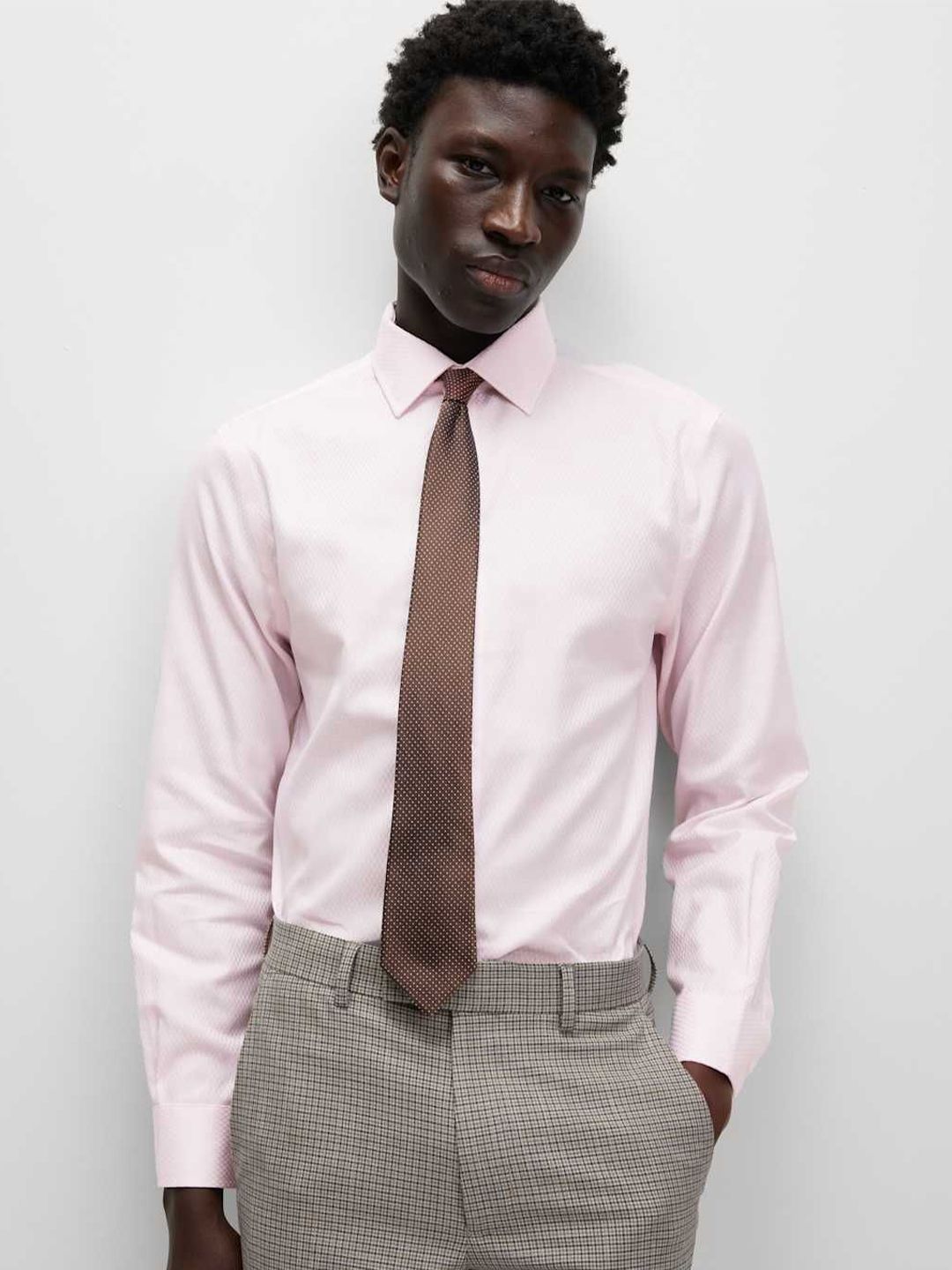 Marks & Spencer Textured Pure Cotton Spread Collar Formal Shirt-picture-11