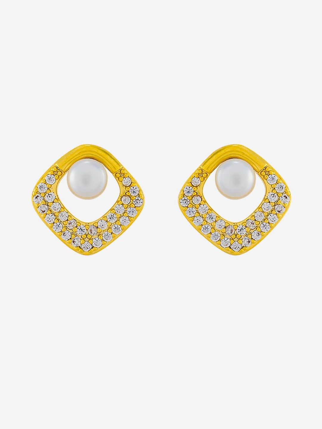 Kushal's Fashion Jewellery Gold-Plated Zircon Studded Classic Studs-picture-19