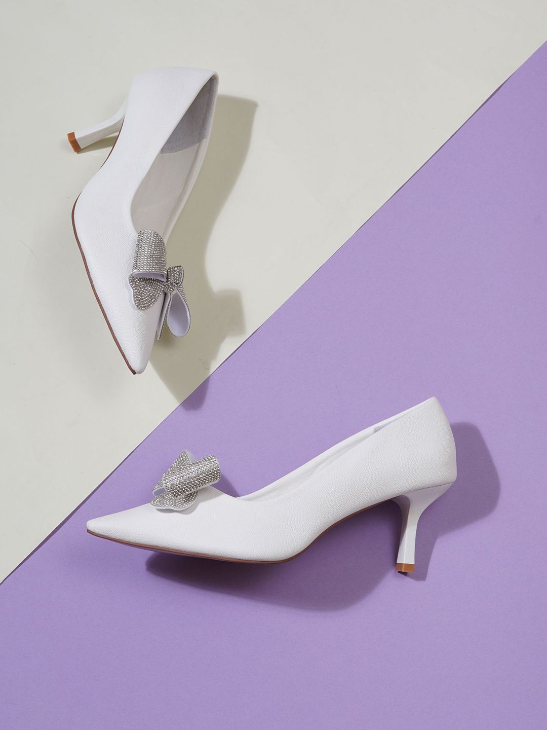 Sherrif Shoes Embellished Slim Heel Pumps with Bows-picture-50