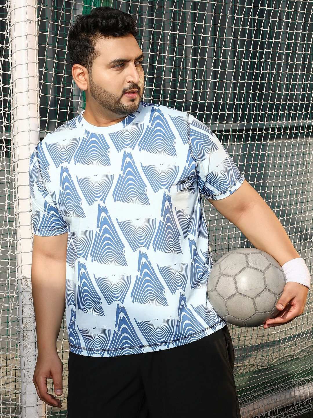 Instafab Plus Men Abstract Printed Round Neck Activewear T-shirt-picture-36