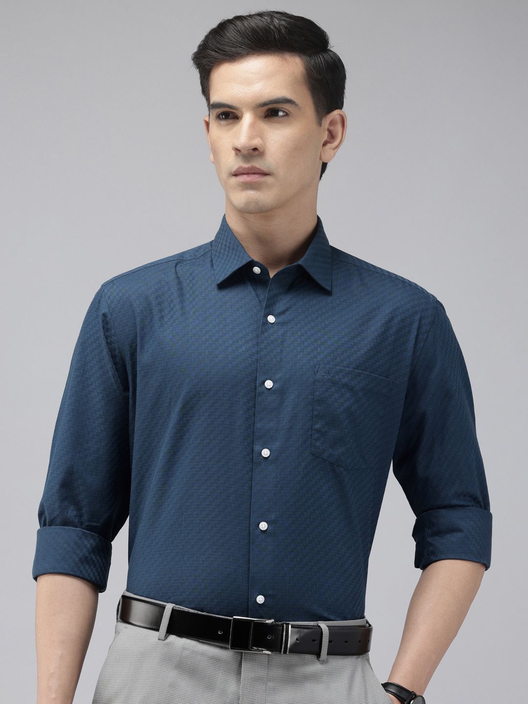 Arrow Pure Cotton Textured Manhattan Slim Fit Formal Shirt-picture-24