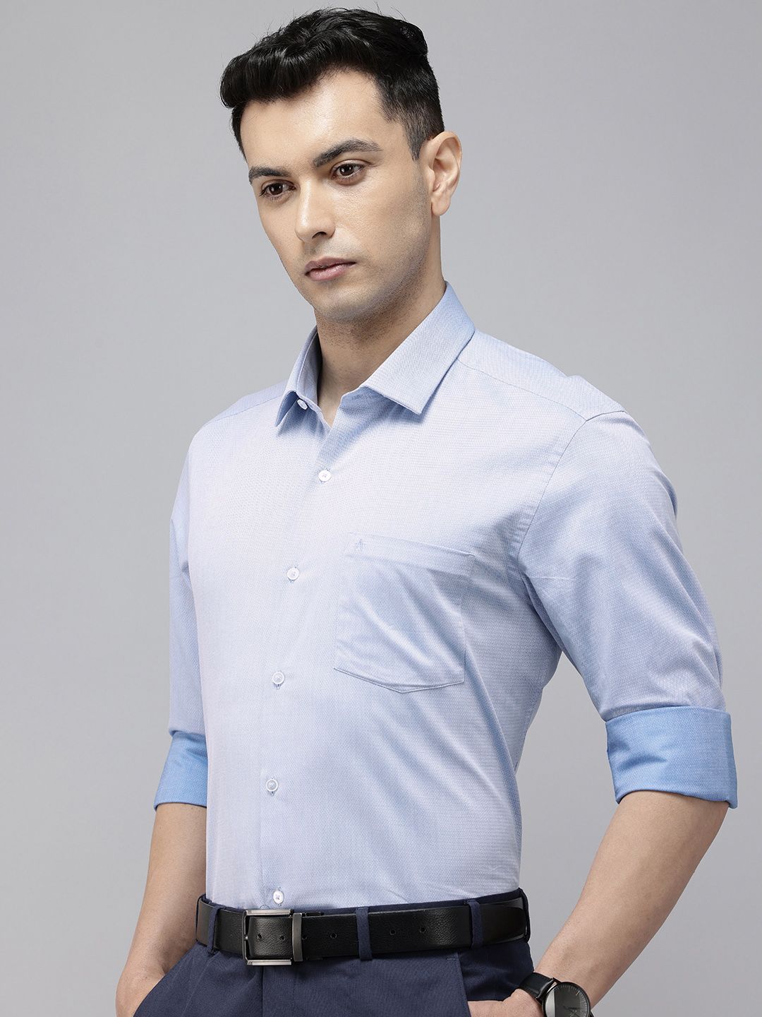 Arrow Pure Cotton Manhattan Slim Fit Self Design Textured Formal Shirt-picture-28