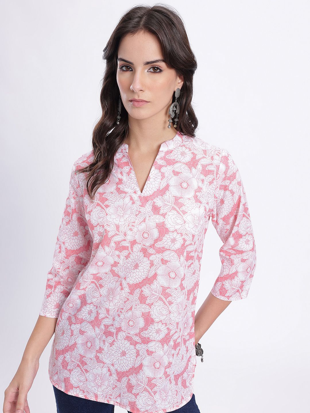 Anouk Rustic Floral Printed Mandarin Collar Straight Kurta-picture-38