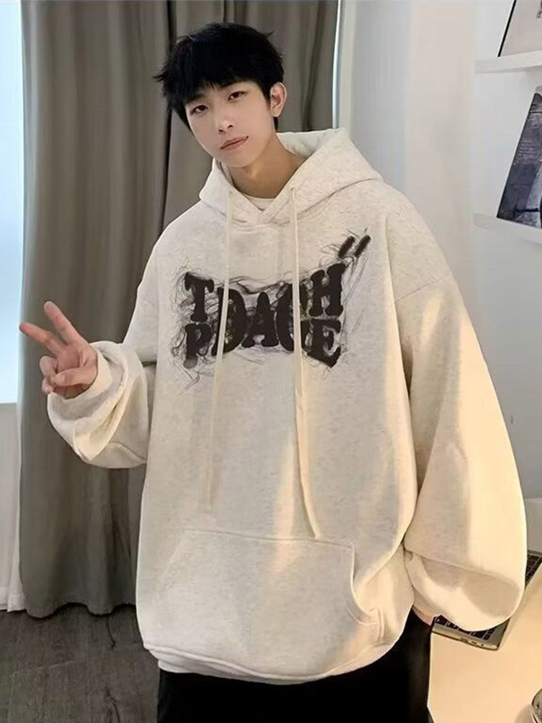 StyleCast x Revolte Men Printed Hooded Pullover Oversized Sweatshirt-picture-33