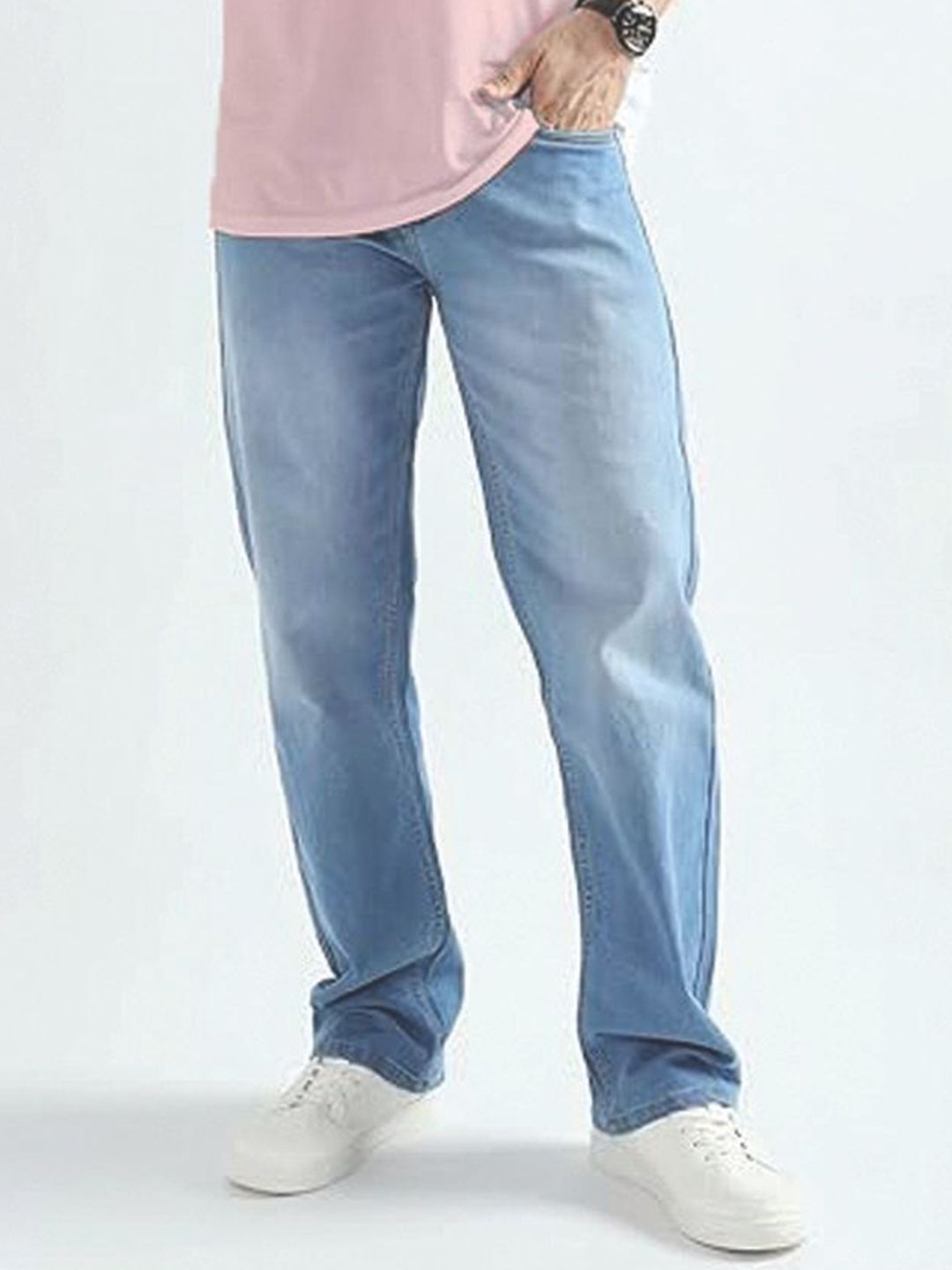 VYNTIQ Men Jean Straight Fit Mid-Rise Light Fade Stretchable Jeans-picture-5