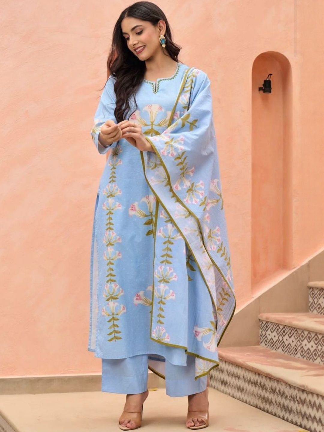 MILAAV Women Floral Printed Kurta with Trousers & Dupatta-picture-38