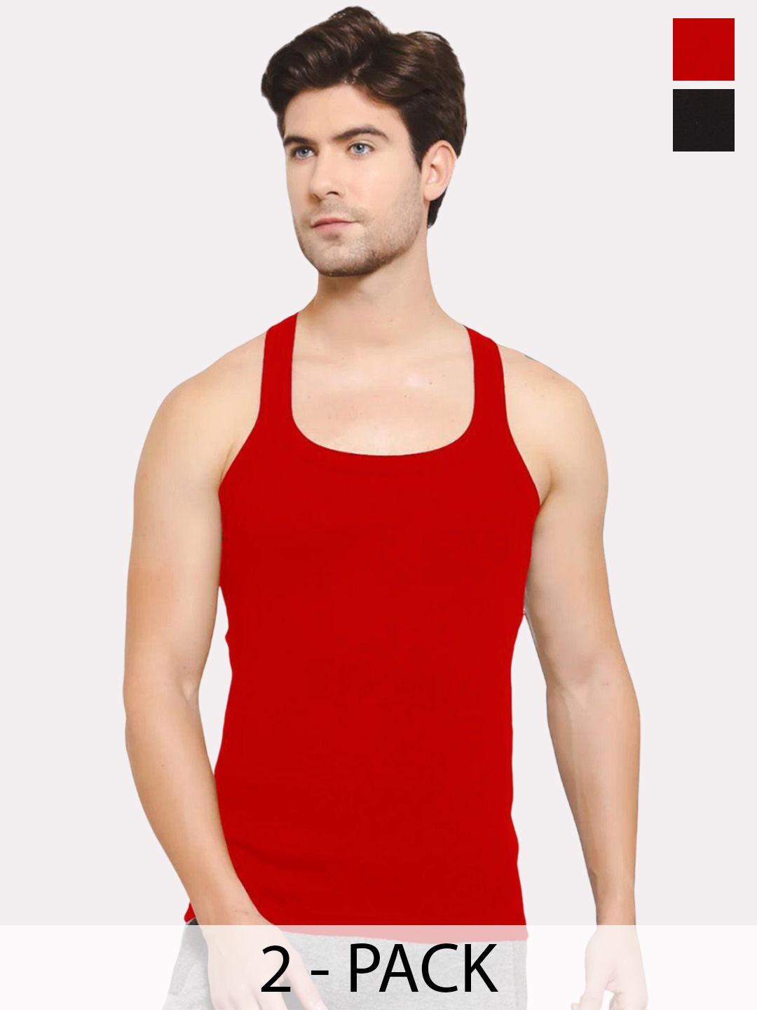 Sporto by Macho Men Pack Of 2 Cotton Solid Vests-picture-52
