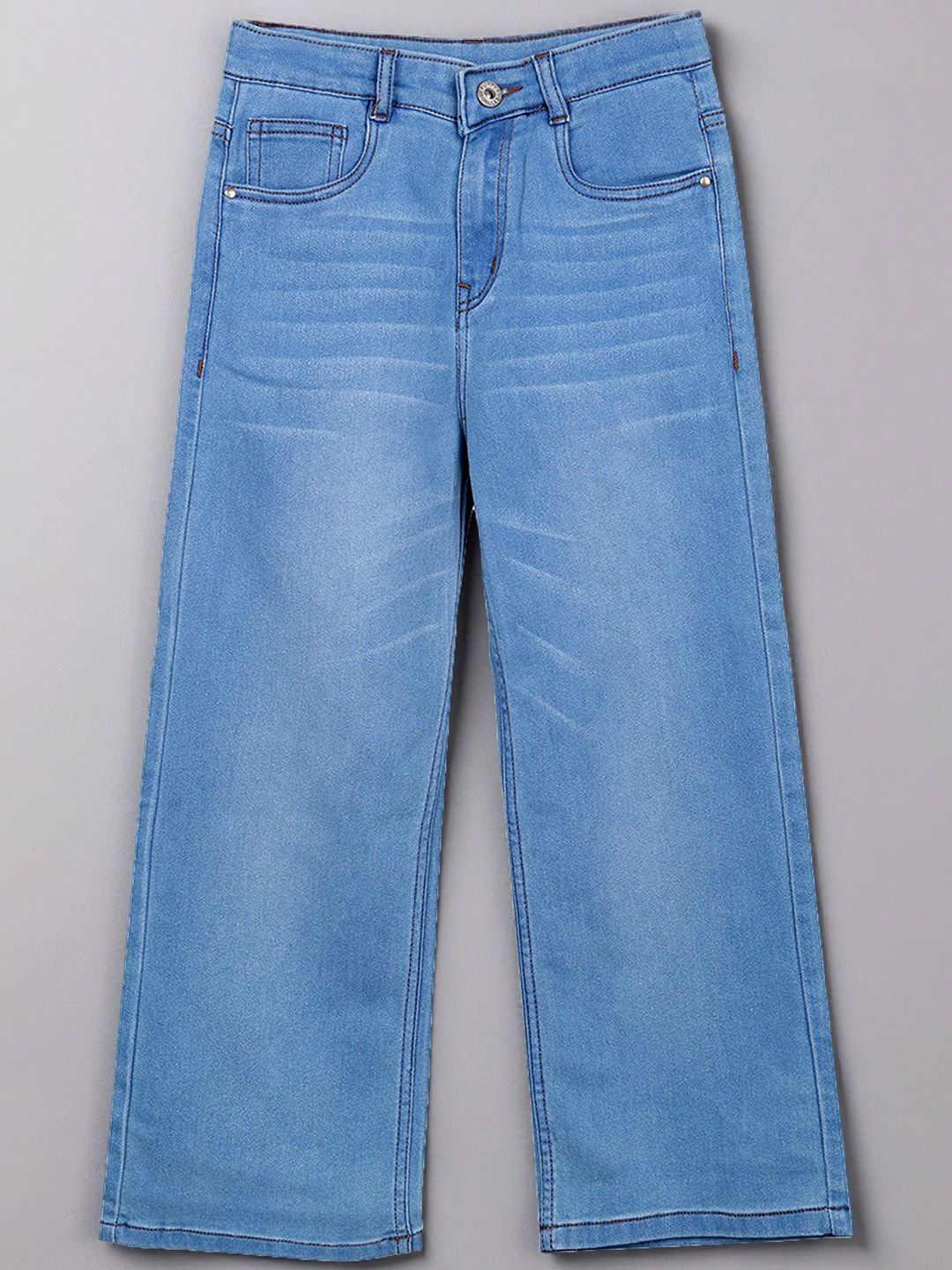 Purple United Kids Girls Mid-Rise Cotton Low Distress Heavy Fade Jeans