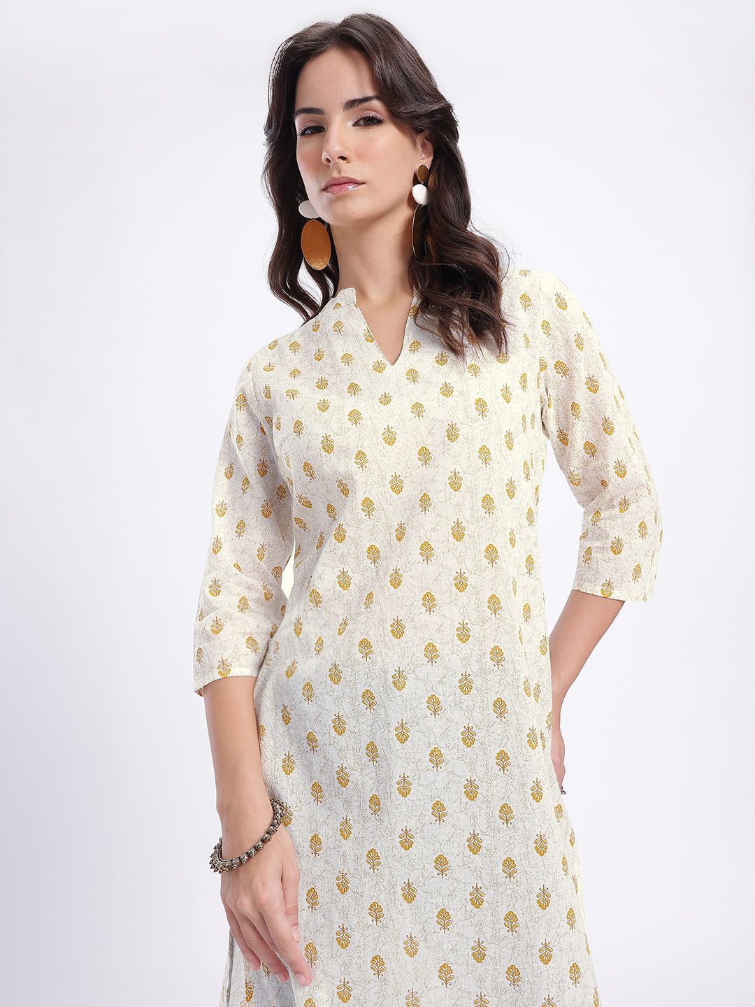 Anouk Rustic Ethnic Motifs Printed Mandarin Collar Pure Cotton Straight Kurta-image-33