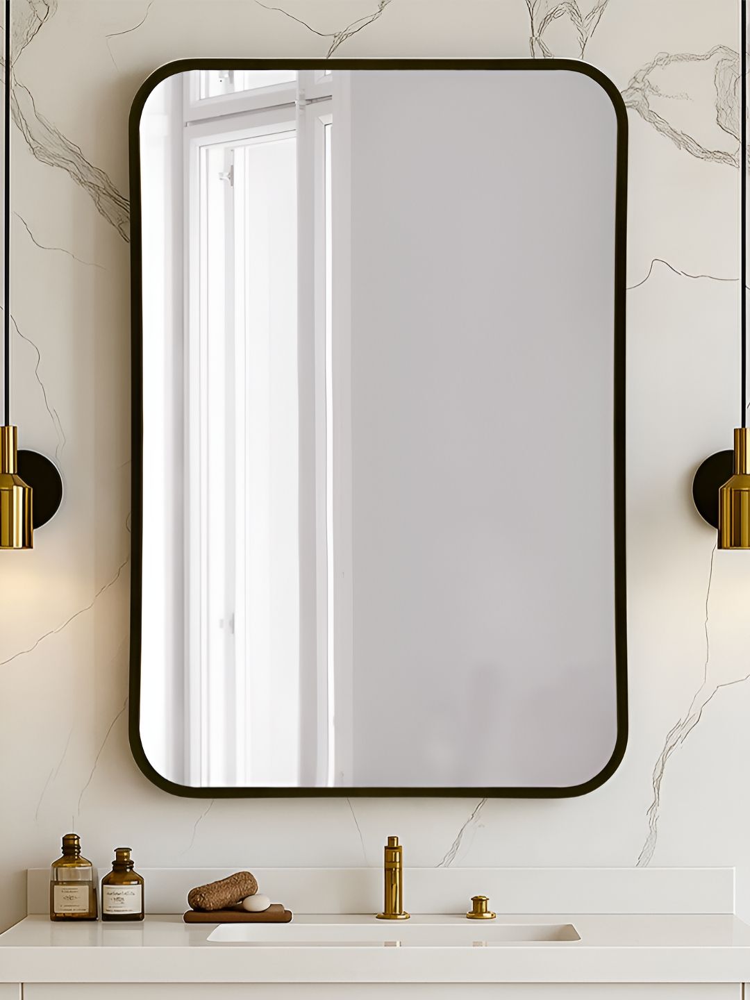art street ARYAANSH Black Rectangular Shaped Glass Wall Mirror-picture-32