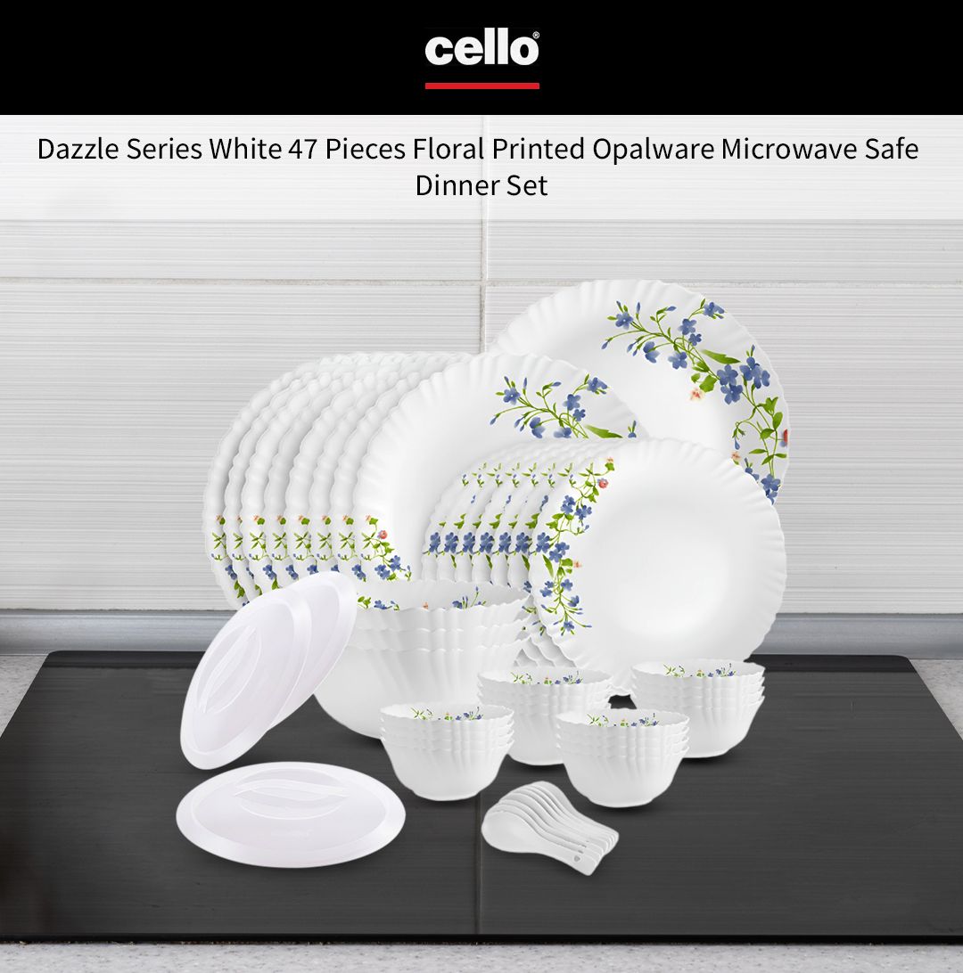 Buy Cello Dazzle Series White Floral Opalware Dishwasher and