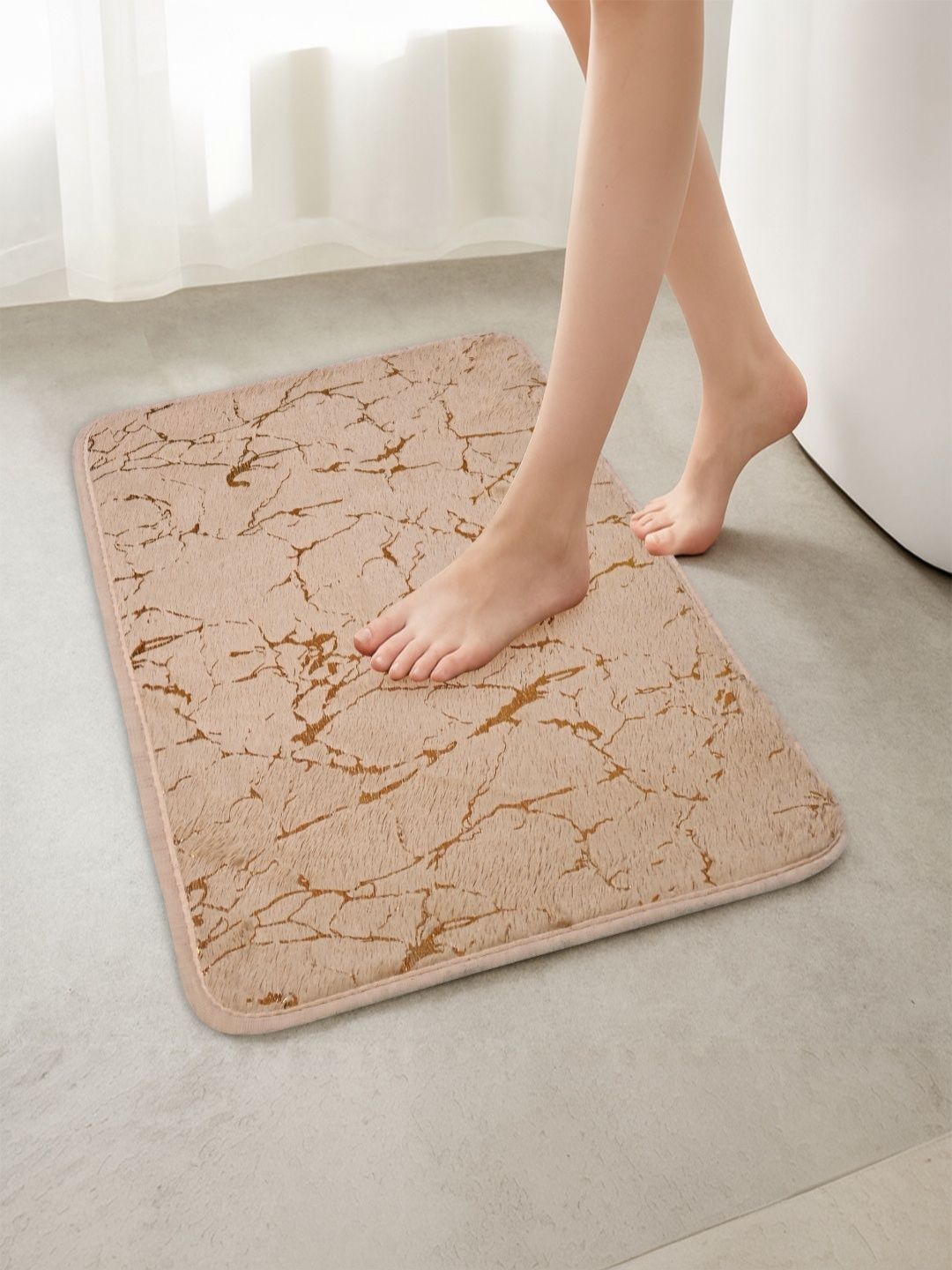 ATAGS Beige Printed Water Absorbent Anti Slip Quick Drying Rectangular Doormat-picture-5