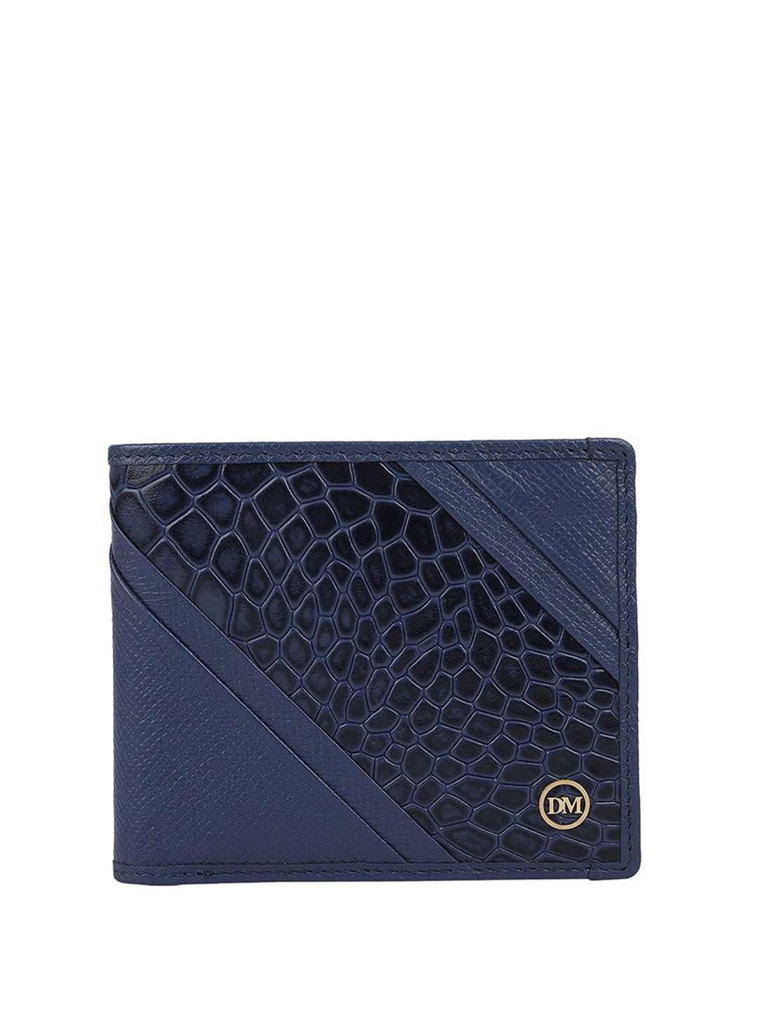 Da Milano Blue Textured Leather Two Fold Wallet Wallets-picture-31