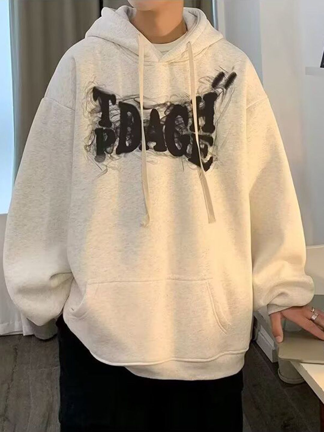 StyleCast x Revolte Men Printed Hooded Oversized Sweatshirt