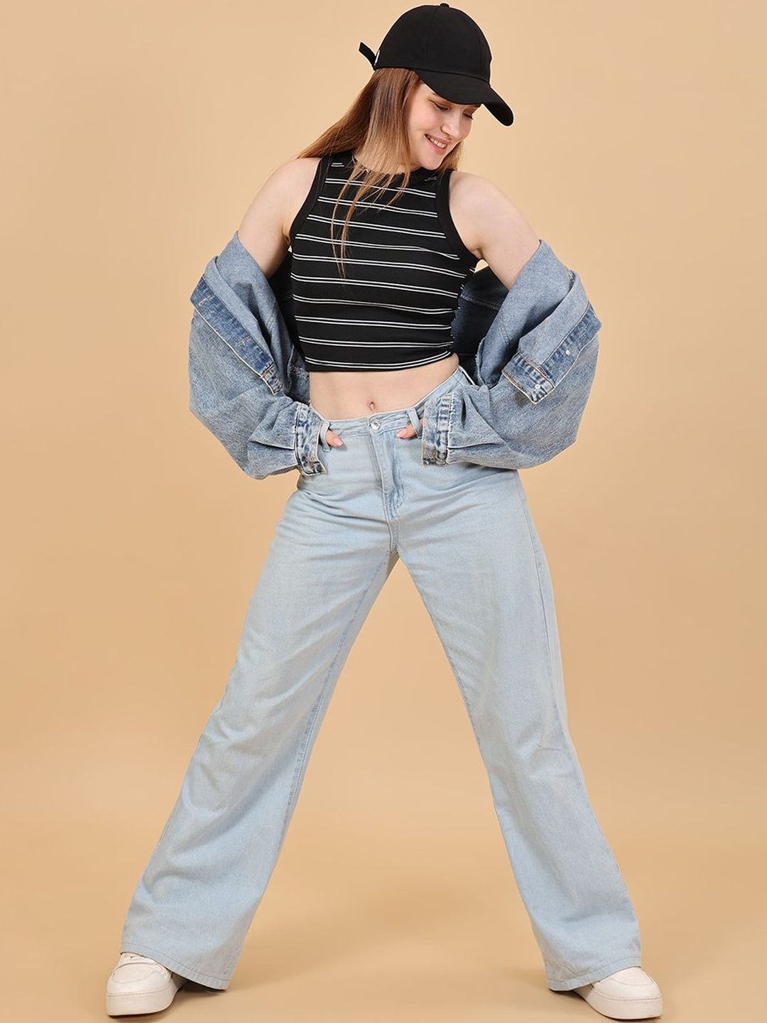 Moda Rapido Striped Cotton Tank Crop Top-image-21