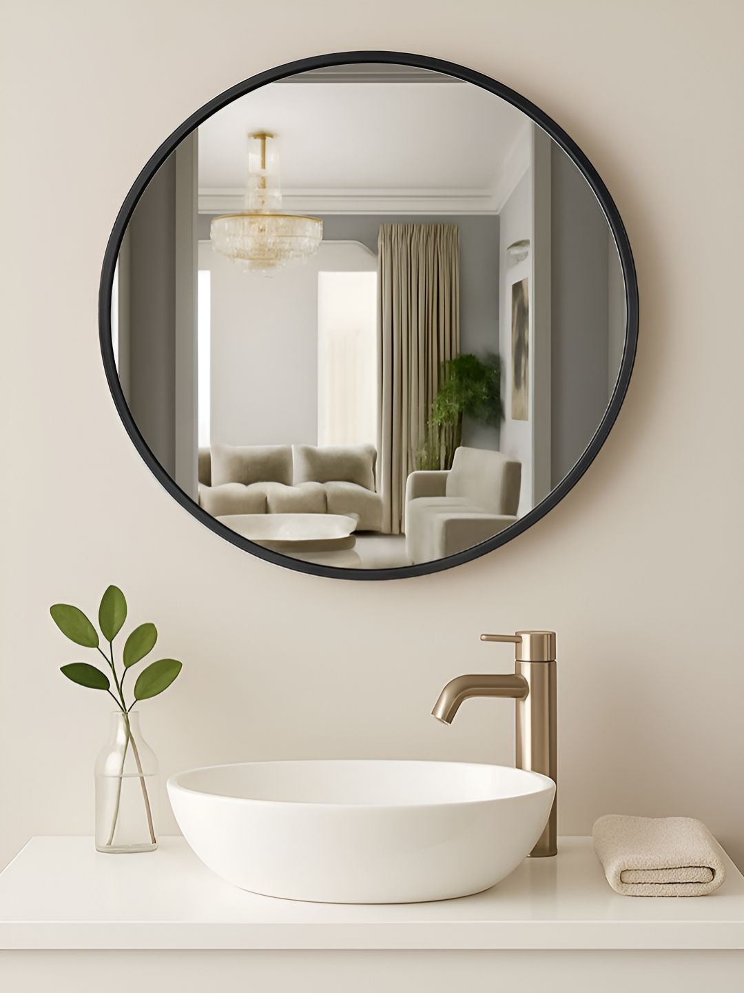 Art Street Black Round Shaped Glass Wall Mirror-image-39