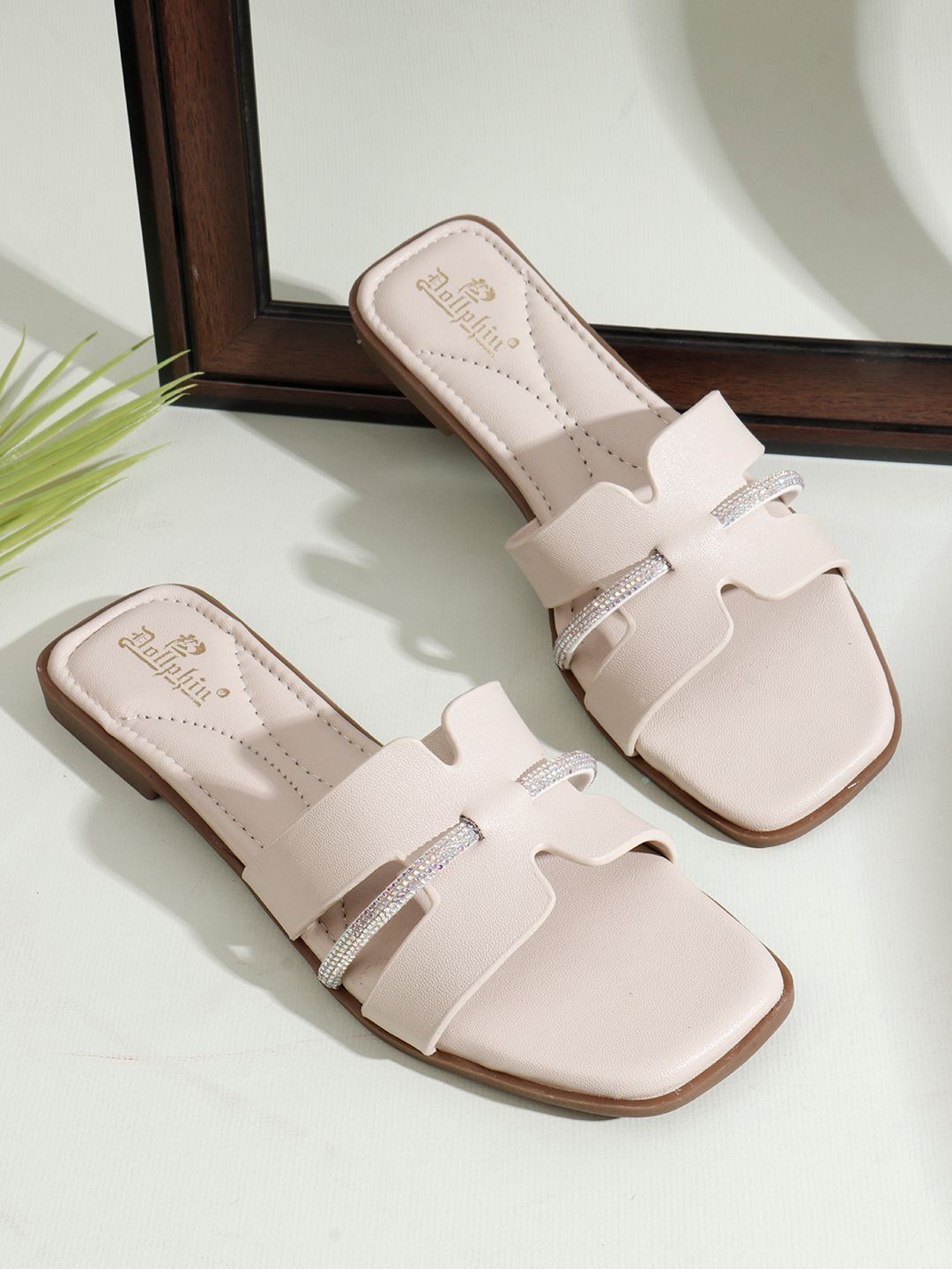 Dollphin Women Cream Casual Square Toe Slip-On Synthetic Flats-picture-33