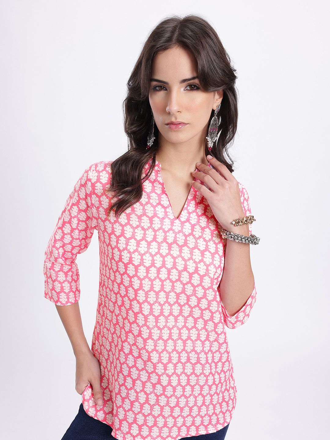 Anouk Rustic Ethnic Motifs Printed Mandarin Collar Pure Cotton Straight Kurti-picture-26