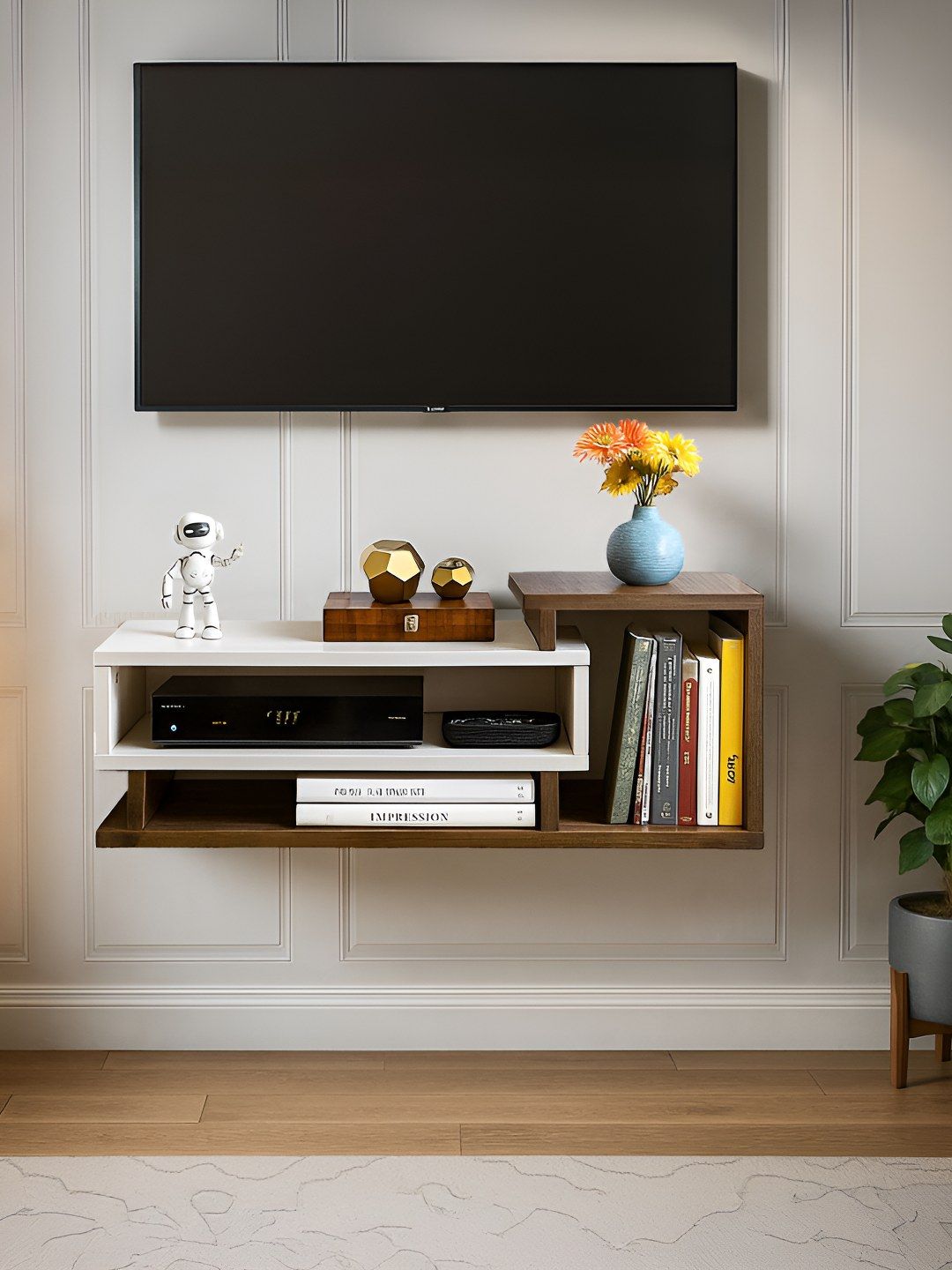Outkraft Brown & White Plywood TV Entertainment Unit-picture-35